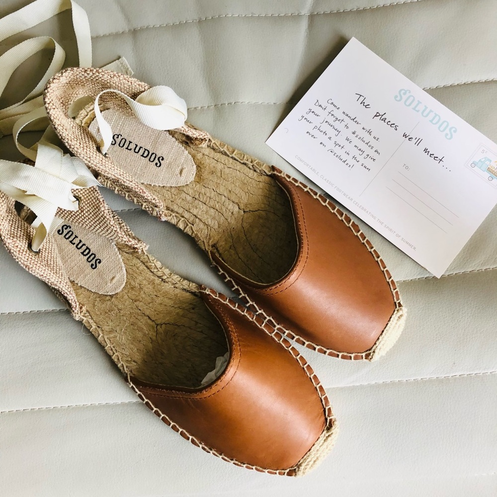 NWT - Soludos Leather Espadrille Sandal - Tan (8)